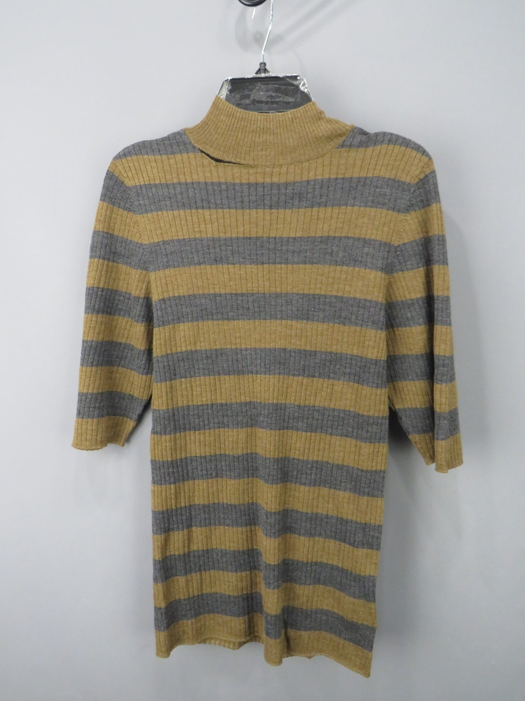 Majestic Filatures Striped Rib Knit Merino Wool Mock-Neck MSRP $280