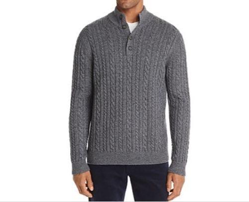 The Men's Store at Bloomingdale's Half-Button Cable Sweater MSRP $228