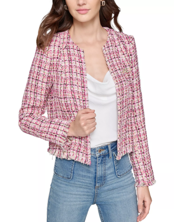 KARL LAGERFELD PARIS Tweed Open Front Jacket MSRP $189