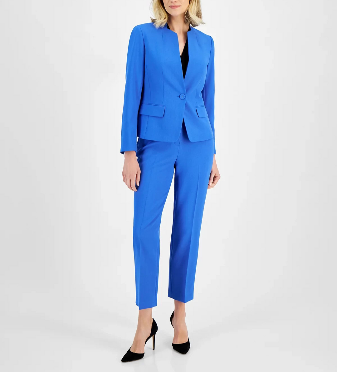 Le Suit Single-Button Blazer and Slim-Fit Pantsuit MSRP $225