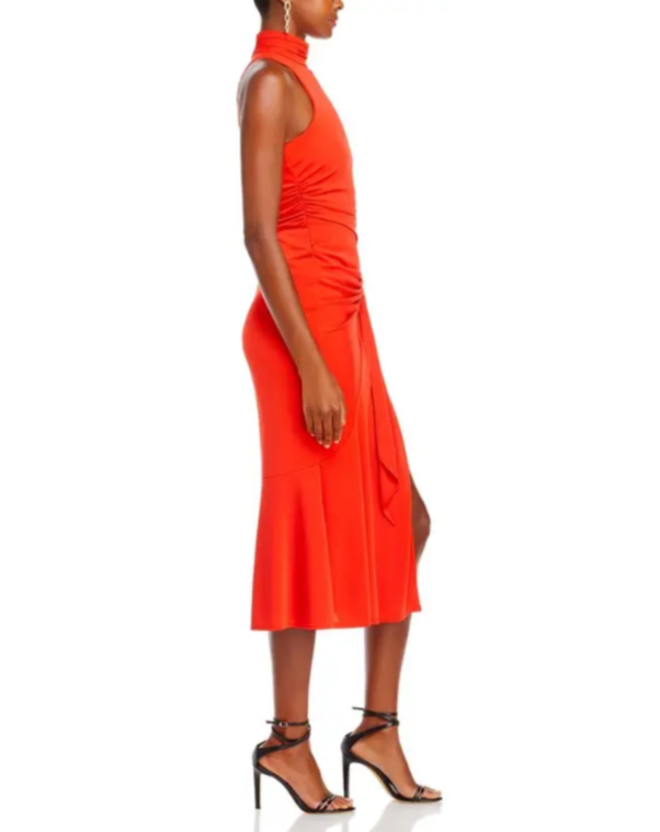 Cinq à Sept Rori Tie Waist High Neck Midi Dress MSRP $395