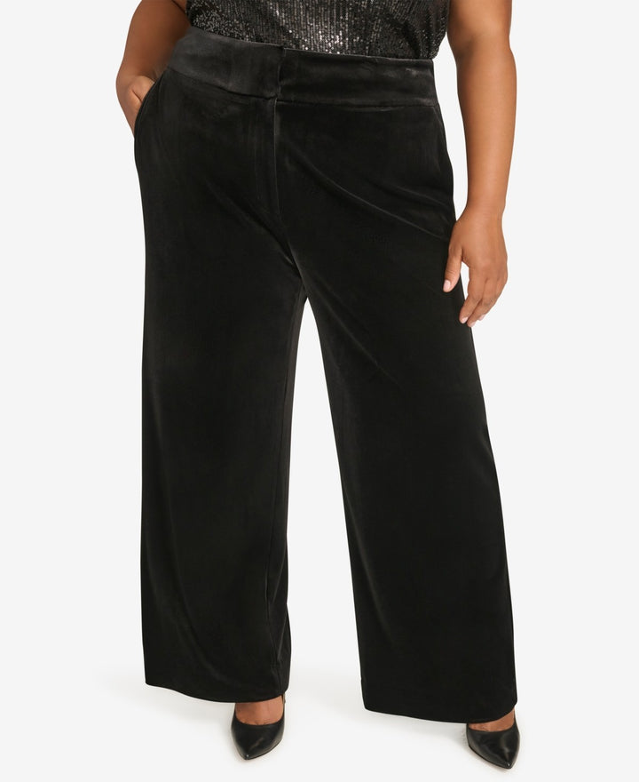 Calvin Klein Plus Size High Rise Wide Leg Velvet Pants MSRP $109