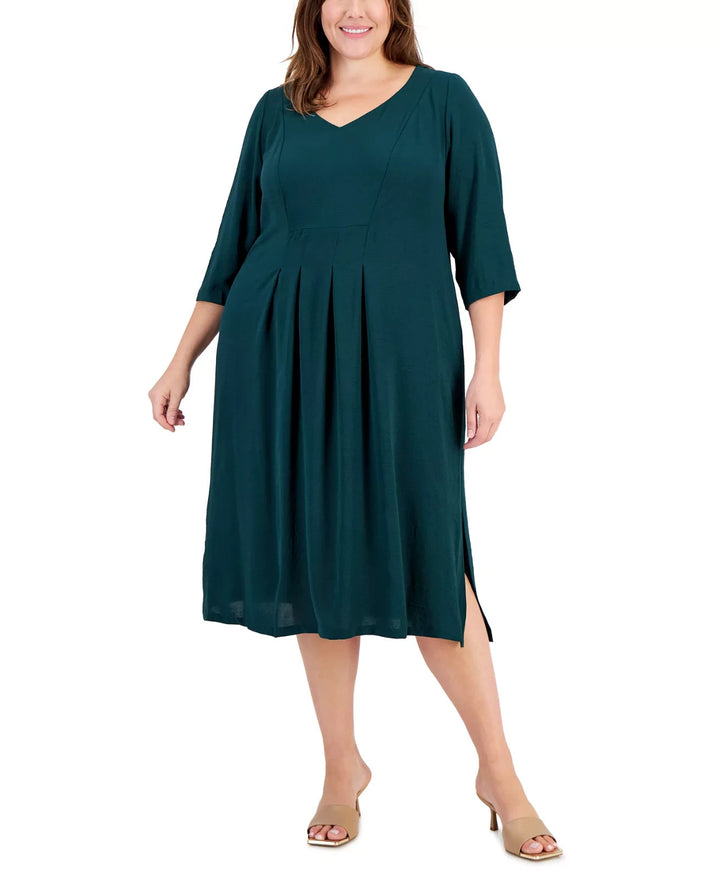 Connected Plus Size V-Neck 3/4-Sleeve Sheath Dress MSRP $89