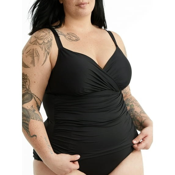 Anne Cole Plus Size Underwire Triangle Tankini Top MSRP $82