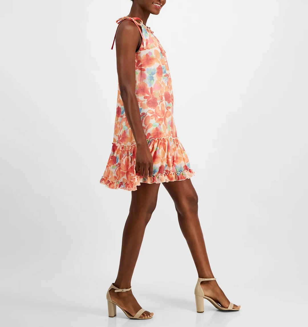 Signature by Robbie Bee Ruffled A-Line Tie-Strap Dress MSRP $69