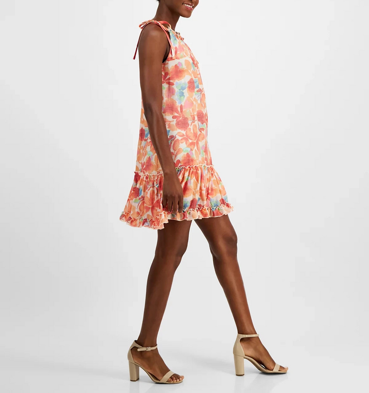 Signature by Robbie Bee Ruffled A-Line Tie-Strap Dress MSRP $69
