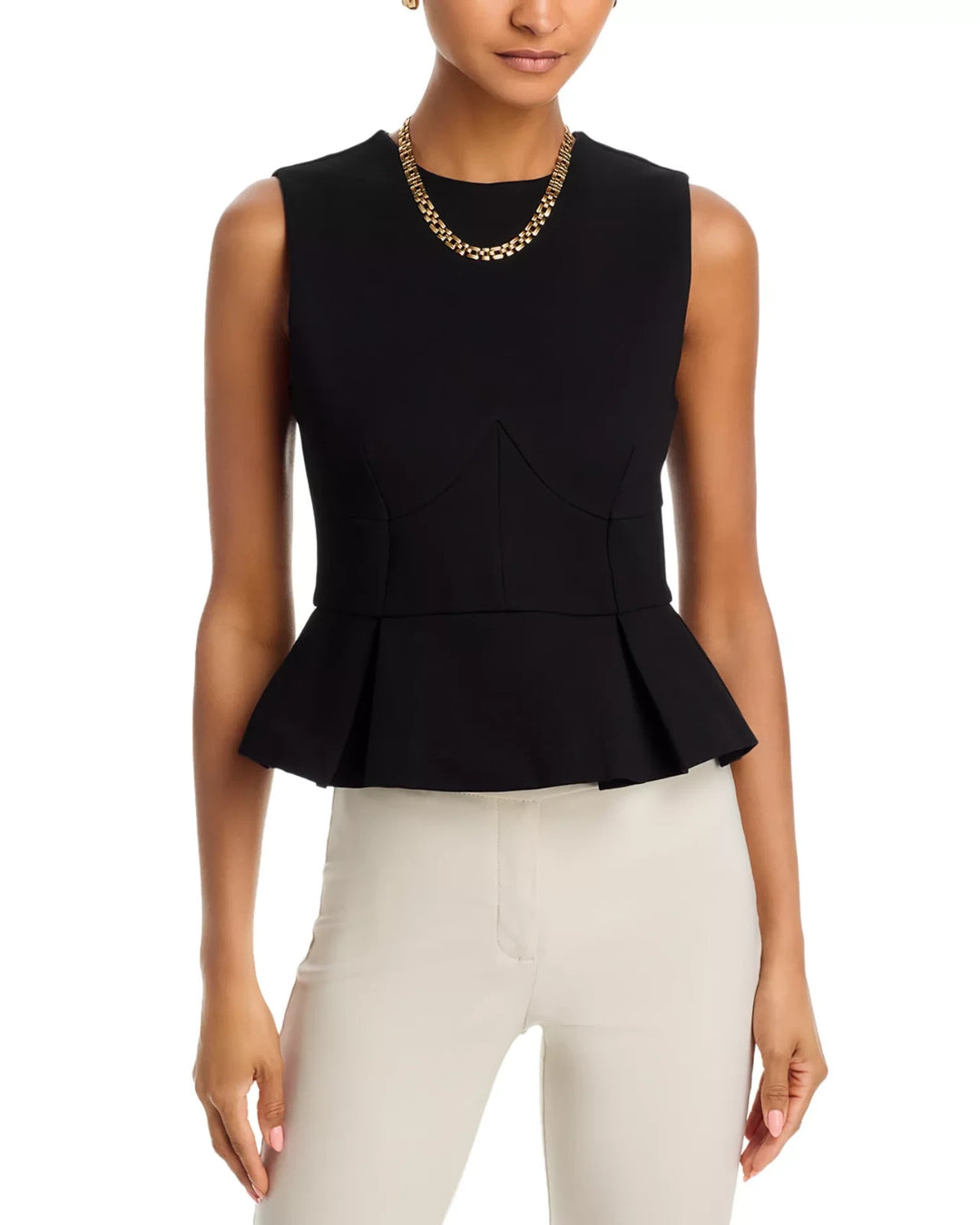 FRENCH CONNECTION Cleo Ponté Sleeveless Peplum Top MSRP $98