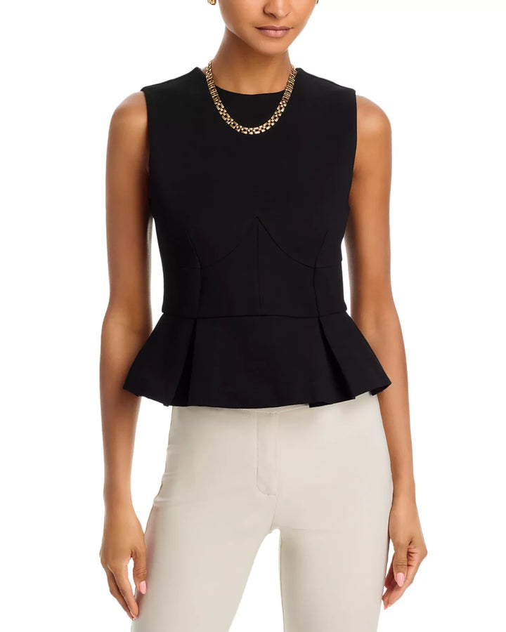 FRENCH CONNECTION Cleo Ponté Sleeveless Peplum Top MSRP $98