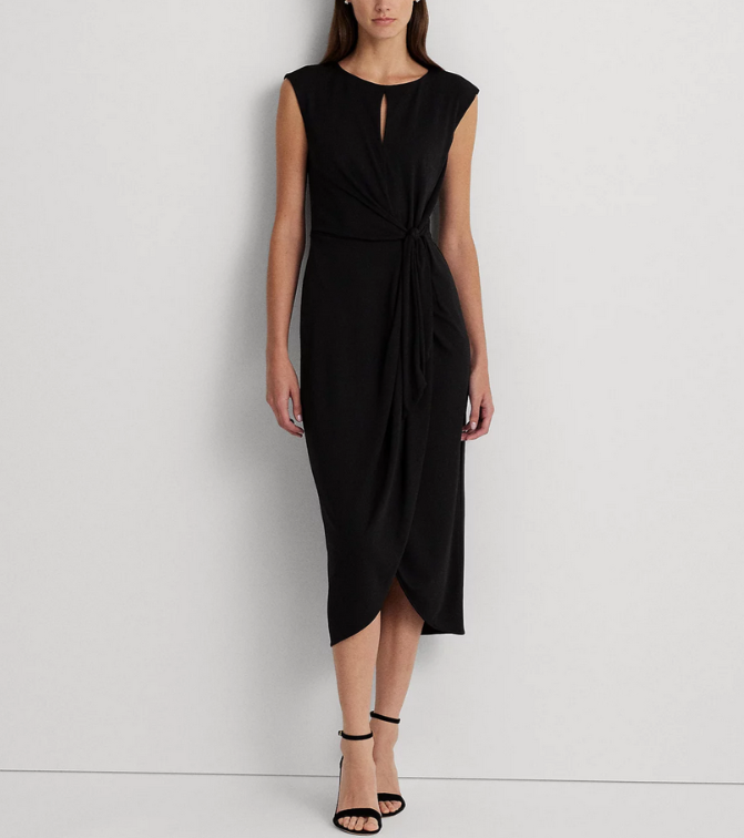 Lauren Ralph Lauren Stretch Jersey Tie-Front Dress
