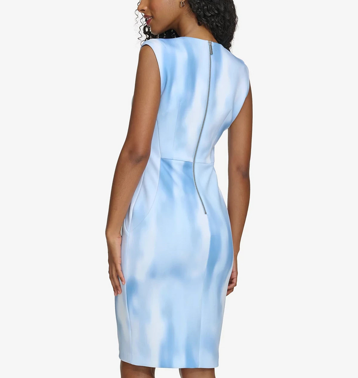 Calvin Klein Printed V-Neck Sheath Dress MSRP $129