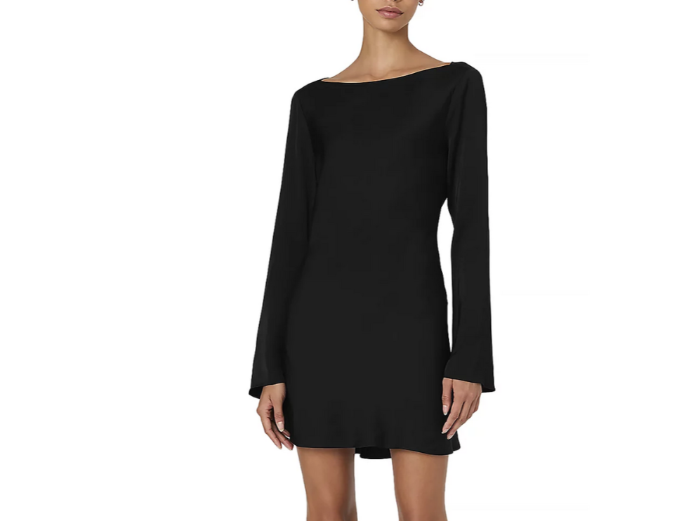FRENCH CONNECTION Ennis Satin Bell Sleeve Mini Dress MSRP $148
