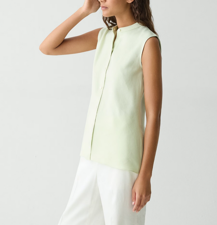 Theory Sleeveless Asymmetrical Shirt in Linen-Viscose MSRP $245