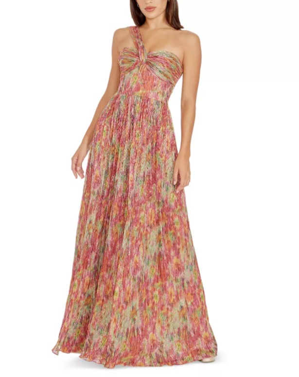 Dress the Population Idalia Printed Metallic Maxi Dress MSRP $348