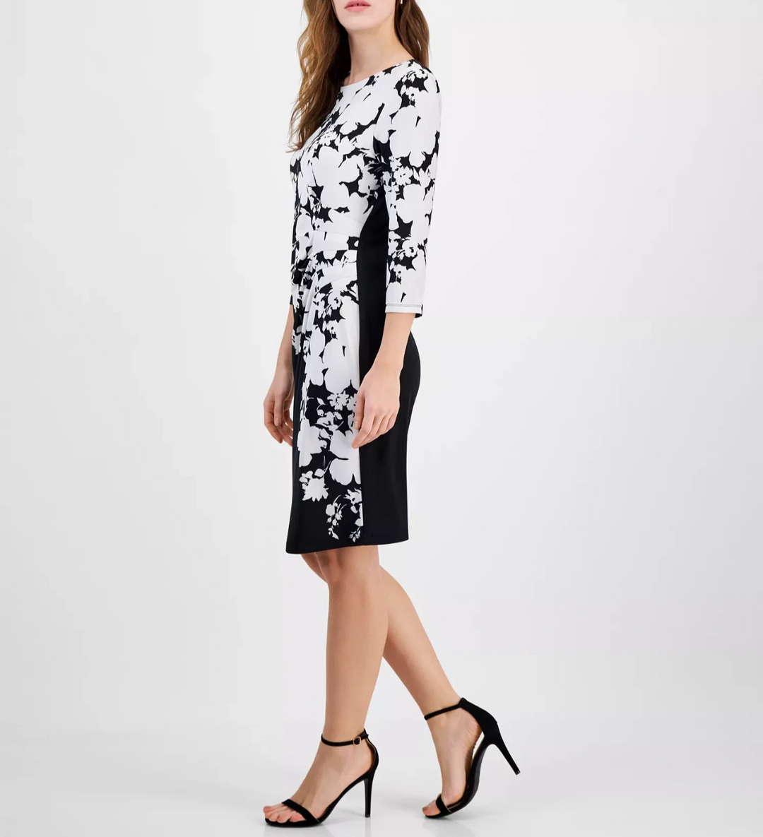 Connected Women's Floral-Print Ruched Sheath Dress MSRP $79