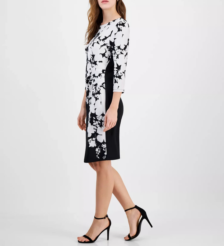 Connected Women's Floral-Print Ruched Sheath Dress MSRP $79