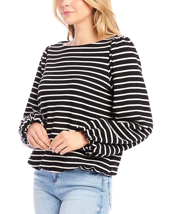Karen Kane Stripe Boat Neck Top MSRP $88