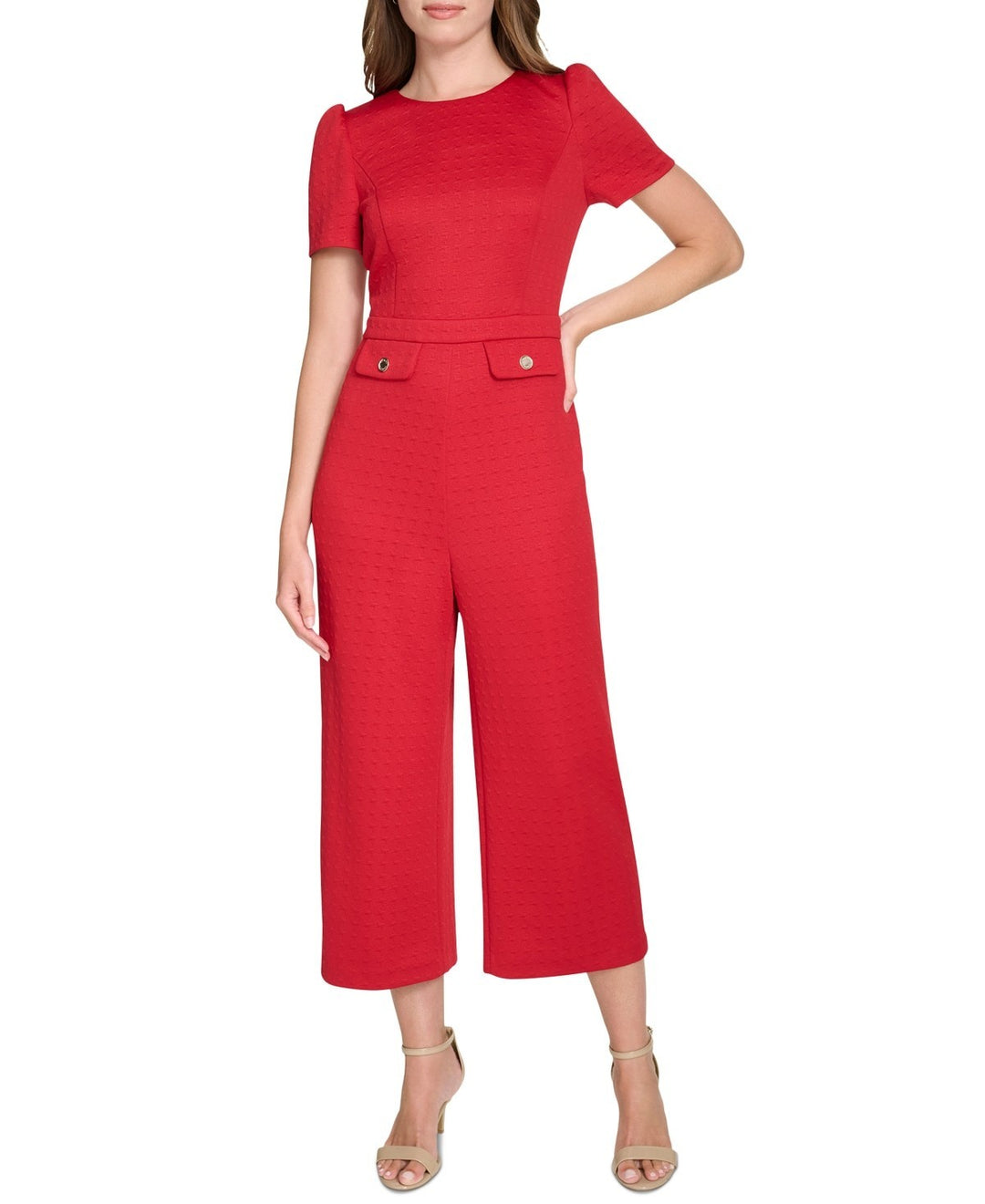 Tommy Hilfiger Puff-Sleeve Cropped Jumpsuit MSRP $129