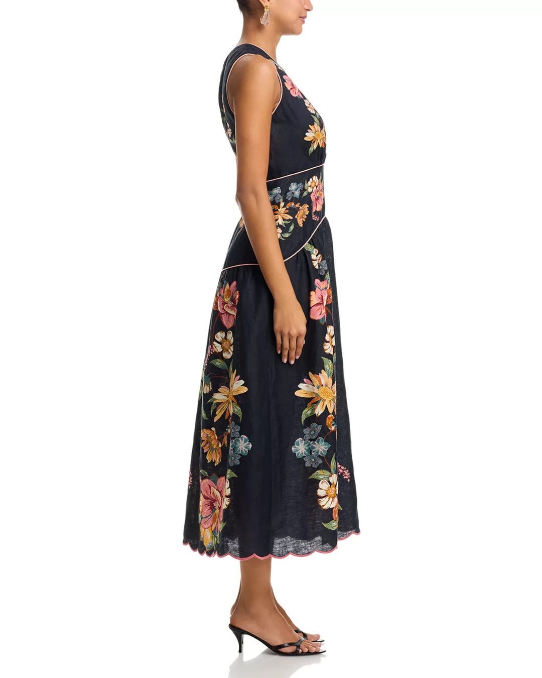 FARM Rio Maira Floral Print Linen Dress MSRP $298