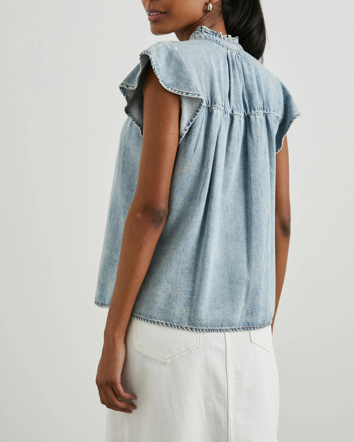 Rails Women's Ruthie Faded Denim Top MSRP $168