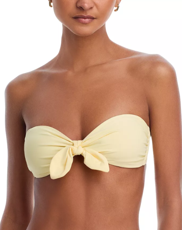 PAIGE Libby Tie Front Bandeau Bikini Top MSRP $118