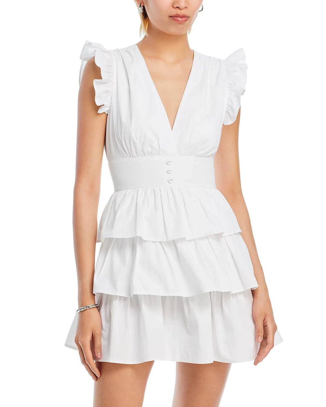 AQUA Flutter Sleeve Tiered Dress MSRP $88