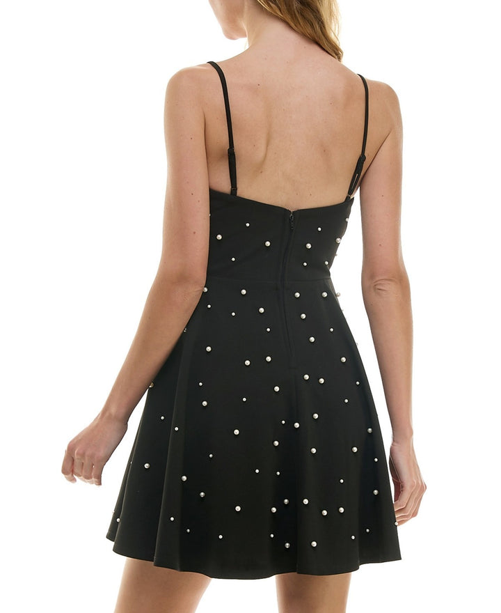 City Studios Juniors' Sweetheart-Neck Imitation-Pearl Dress