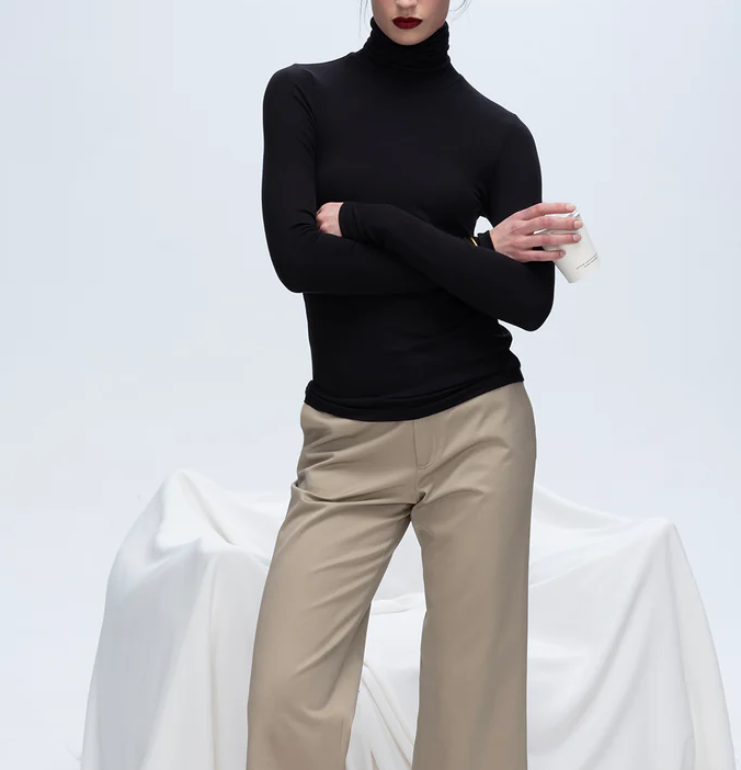 Atm Anthony Thomas Melillo Ribbed Long Sleeve Turtleneck Top MSRP $195