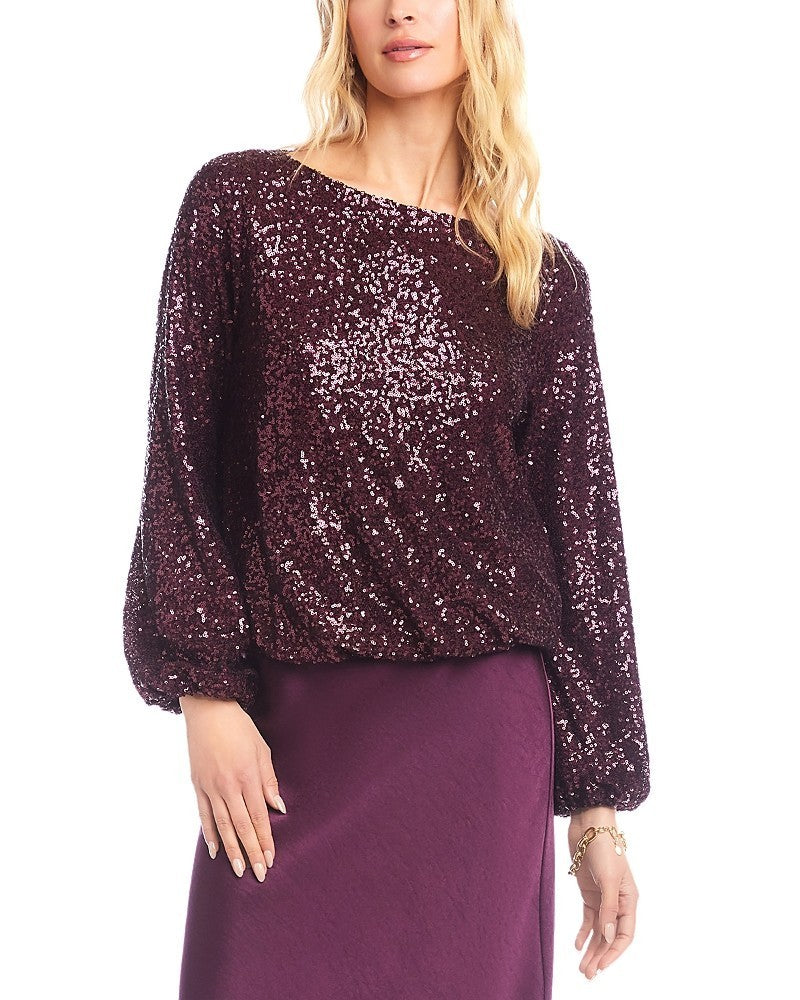 Karen Kane Sequin Boat Neck Top MSRP $168