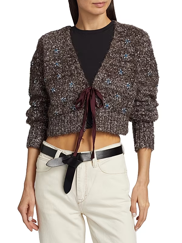 Free People Twinkle Crystal-Embellished Cardigan MSRP $198