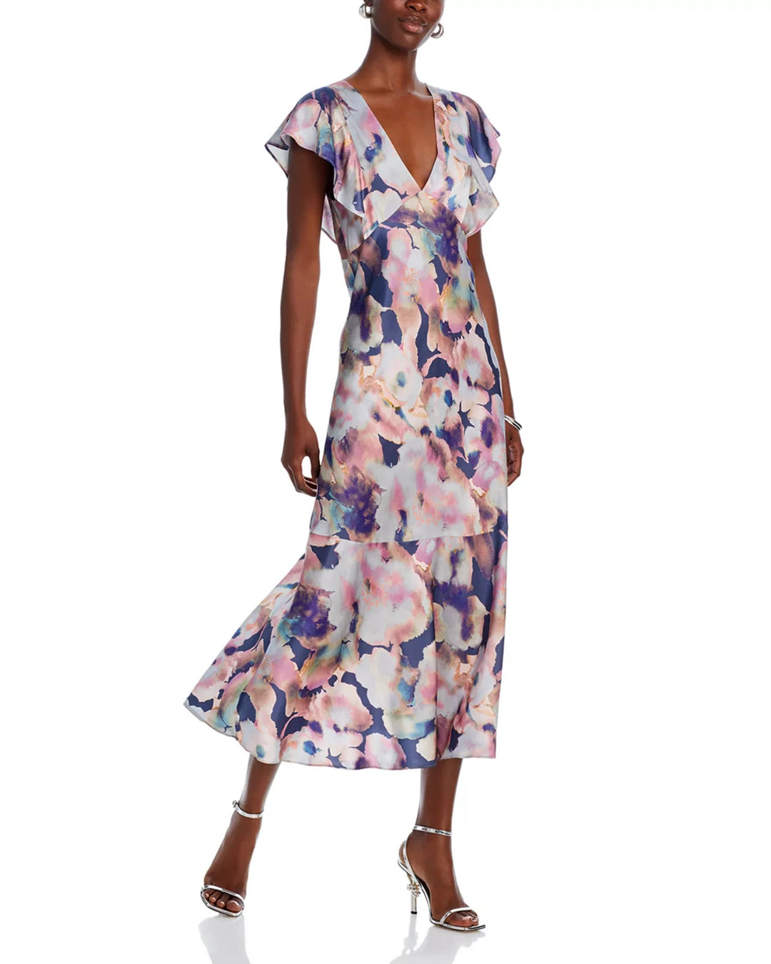 Rails Dina Floral Flutter Sleeve Midi Dress