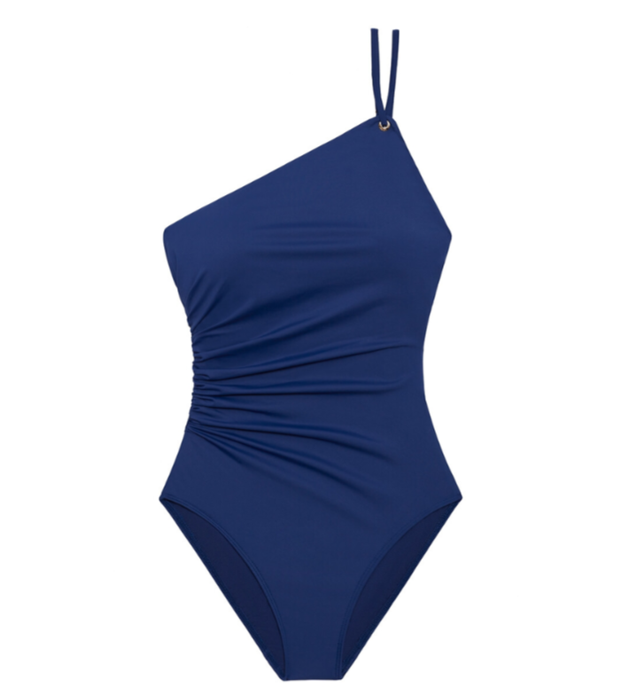 Lauren Ralph Lauren Double-Strap One-Shoulder Swimsuit MSRP $135