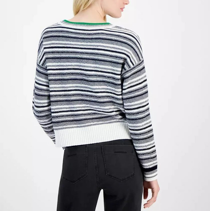 Nautica Jeans Women's Striped Dropped-Shoulder Sweater MSRP $79.50