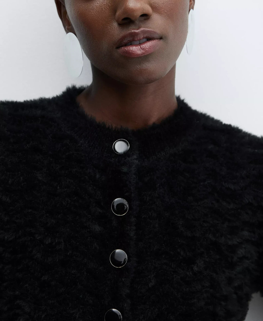 MANGO Women's Faux Fur Knit Cardigan MSRP $99.99