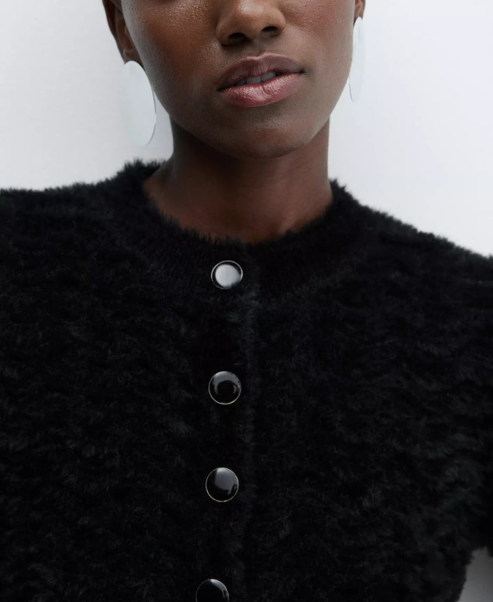 MANGO Women's Faux Fur Knit Cardigan MSRP $99.99