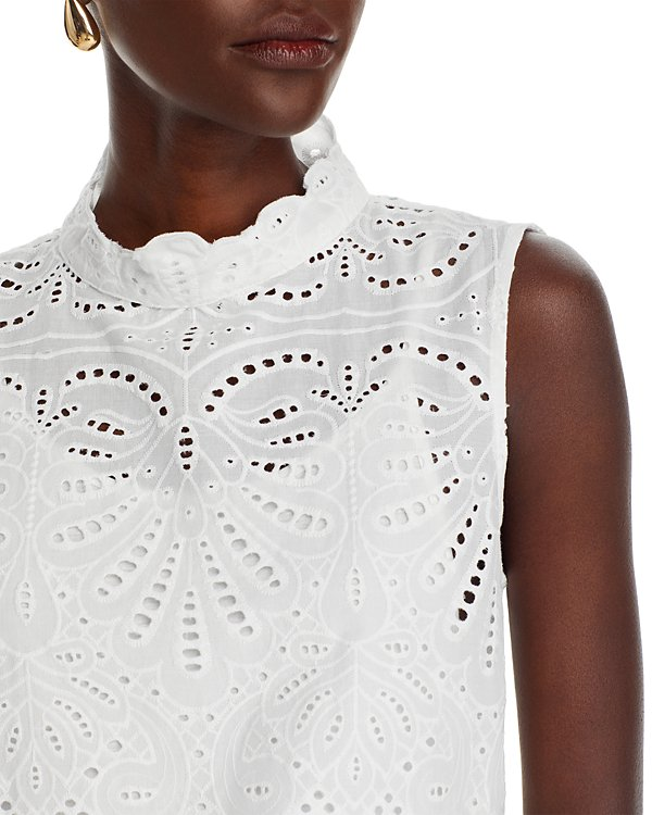 AQUA Lace Mock Neck Sleeveless Top MSRP $68