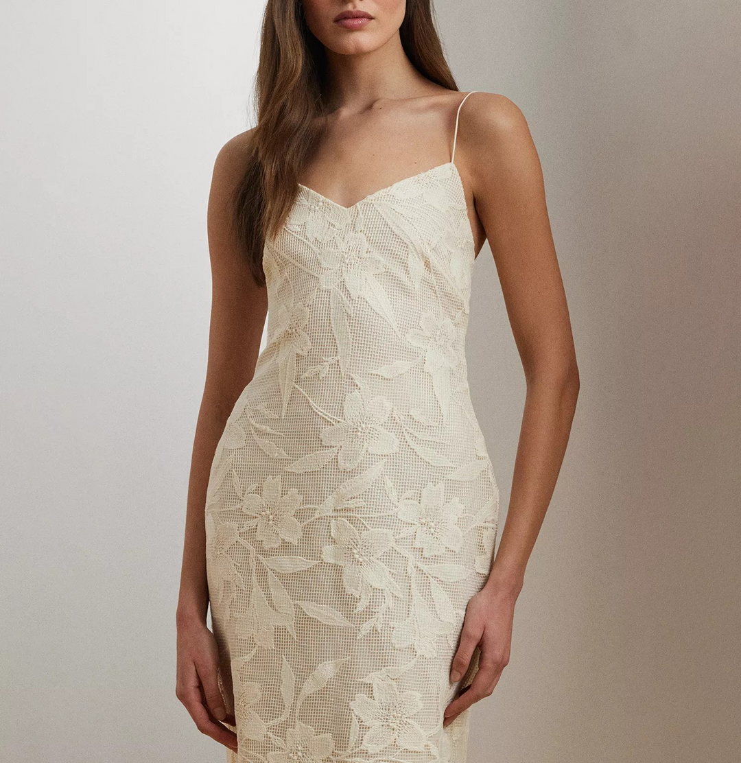 Lauren Ralph Lauren Women's Embroidered Sleeveless Cocktail Dress MSRP $265