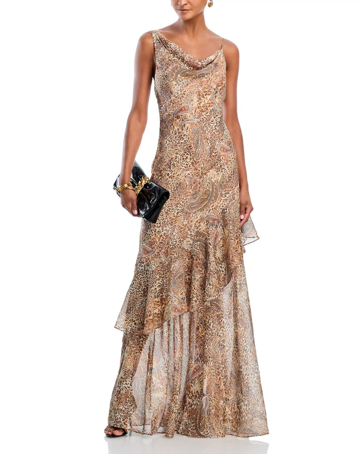 L'AGENCE Viola Cowl Neck Silk Gown MSRP $725