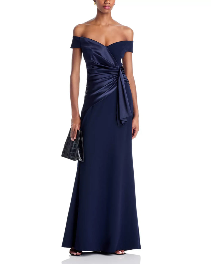 Eliza J Off-the-Shoulder Ruched Gown MSRP $188