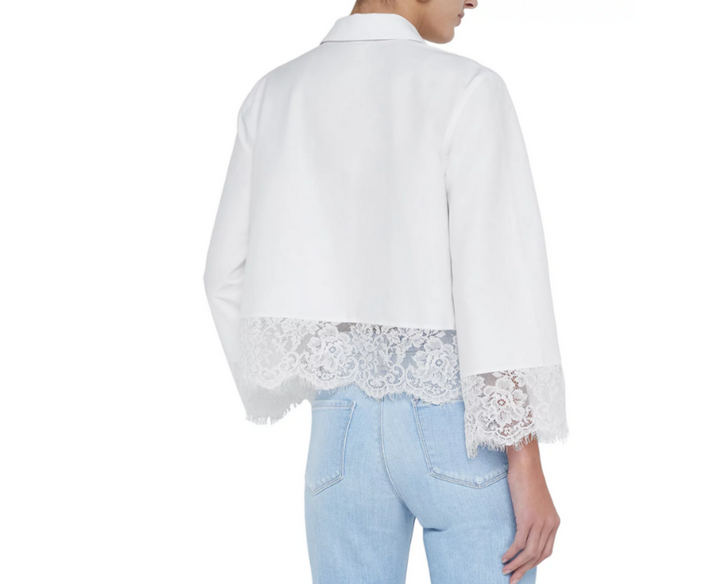 L'AGENCE Levo Lace Trim Crop Shirt MSRP $325