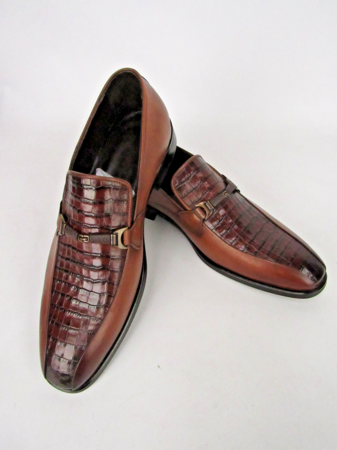 Classic Men’s Croc Embossed Calf Leather Loafers – Handcrafted Size EU 41