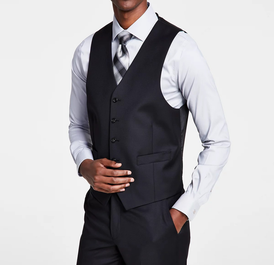 Michael Kors Men's Classic-Fit Wool-Blend Stretch Solid Suit Vest MSRP $125
