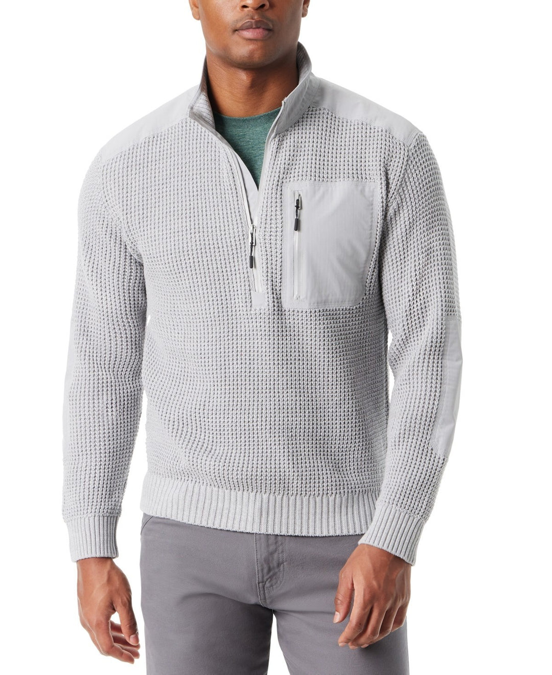 BASS OUTDOOR Quarter-Zip Long Sleeve Pullover Patch Sweater MSRP $99