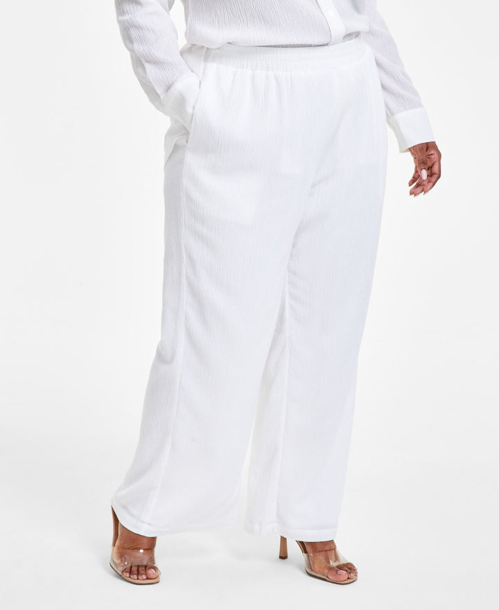 Nina Parker Trendy Plus Size Textured Pull-On Pants MSRP $89