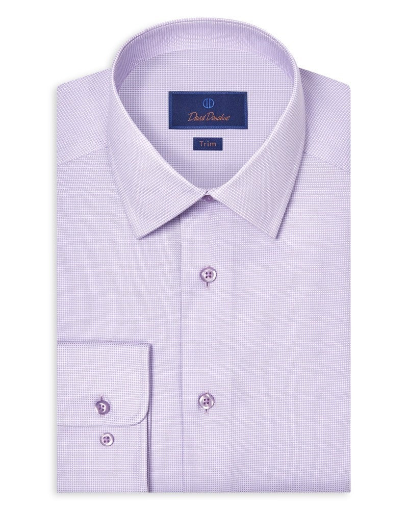 David Donahue Trim Fit Micro Dobby Dress Shirt MSRP $175