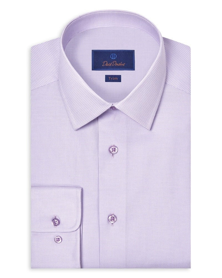 David Donahue Trim Fit Micro Dobby Dress Shirt MSRP $175