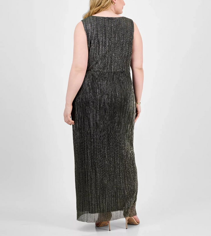 Connected Plus Size  Twisted Metallic Jersey Maxi Dress MSRP $99