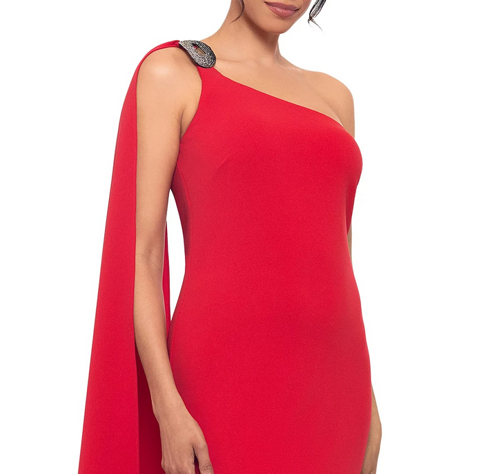 Betsy & Adam Women's Hardware Draped One-Shoulder Gown MSRP $279