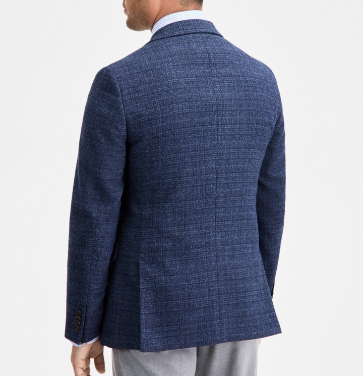 Ted by Ted Baker Men's Modern-Fit Navy Boucle Plaid Sport Coat MSRP $295