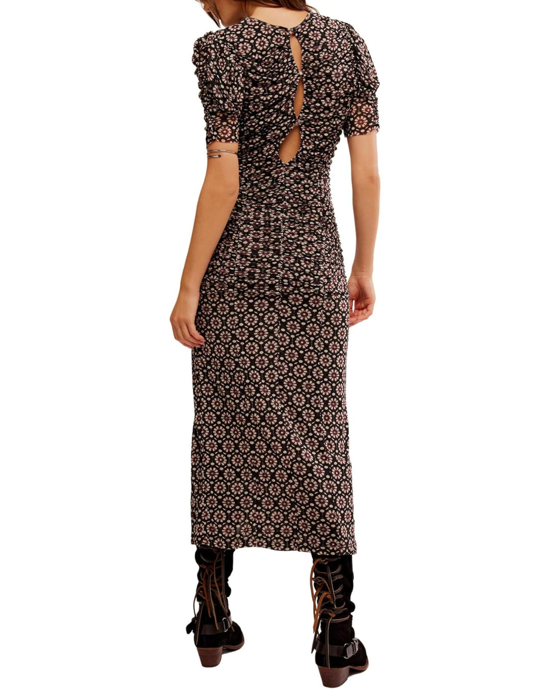 Free People Briella Ruched Midi Dress MSRP $168