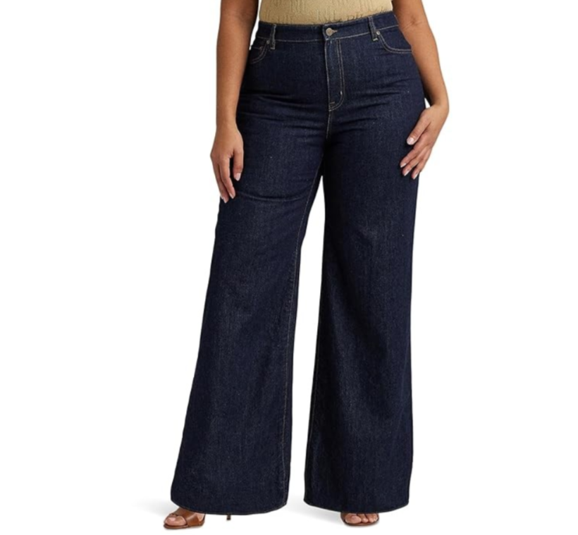 Lauren Ralph Lauren Plus Size Mid-Rise Wide-Leg Jeans MSRP $145